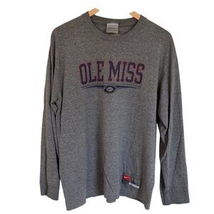 Nike Ole Miss Long Sleeve T-Shirt Size Large‎ Grey Red Long Sleeve